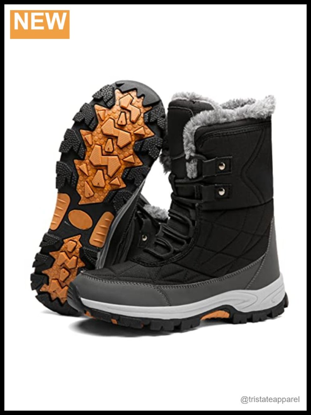 MIFAWA Waterproof Suede Snow Boots Fur Lined Lace Up Ankle Winter Outdoor